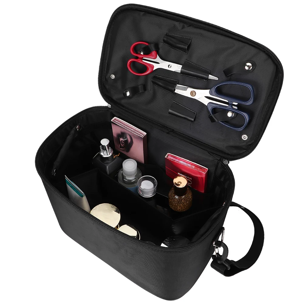 Black M Size Portable Large Capacity Barber Carrying Bag Hairdressing Salon Styling Tools Suitcase Hair Cutting Tool Scissor Bag portable gemstones collection suitcase white foam gem jars loose diamond display show case gem bead holder storage organizer box