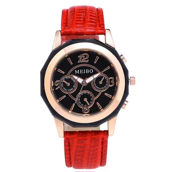

Leather Watches Women Simple Fashion Leather Quartz Three-eye Dial Bracelet Watch часы женские relogio feminino reloj para mujer