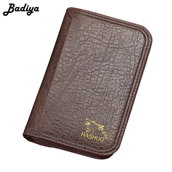 

Men Wallet Vintage PU Leather Short Clutch Bag Multi Slots Credit Card Holder for Travel Male Trifold Coin Purse 2020 Luxury