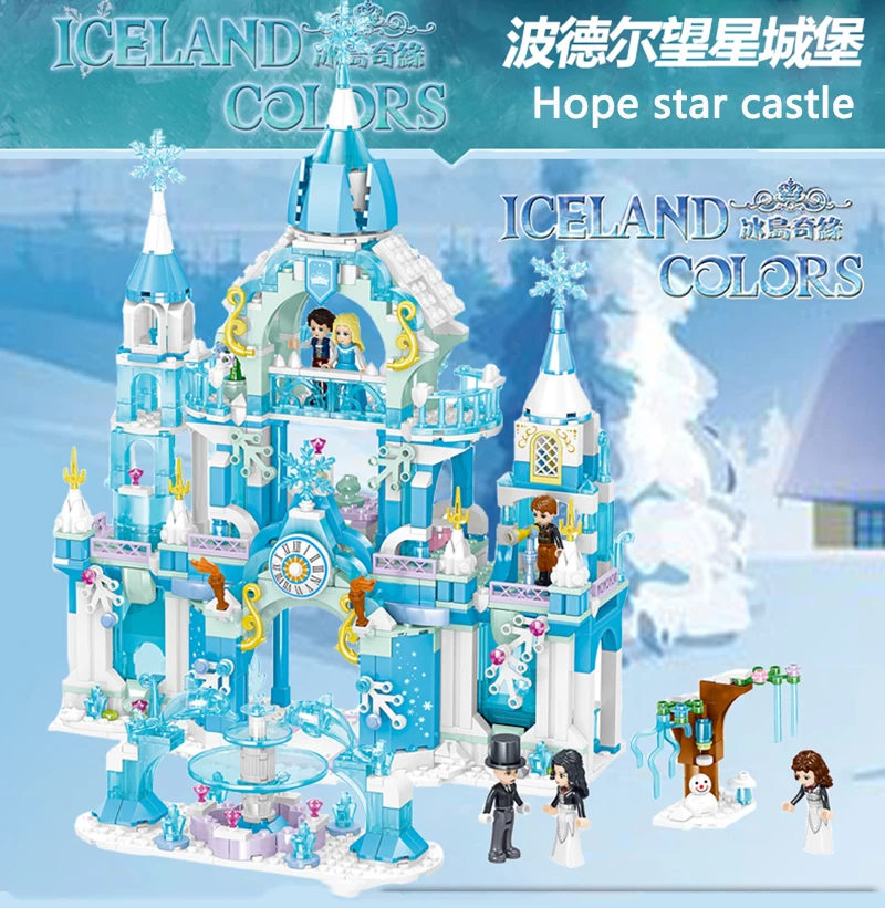 Legoing Friends House For Girl Princess Prince's Ice Castle Sets Compatible Legoeds Snow Queen Anna Figures Building Blocks Toys