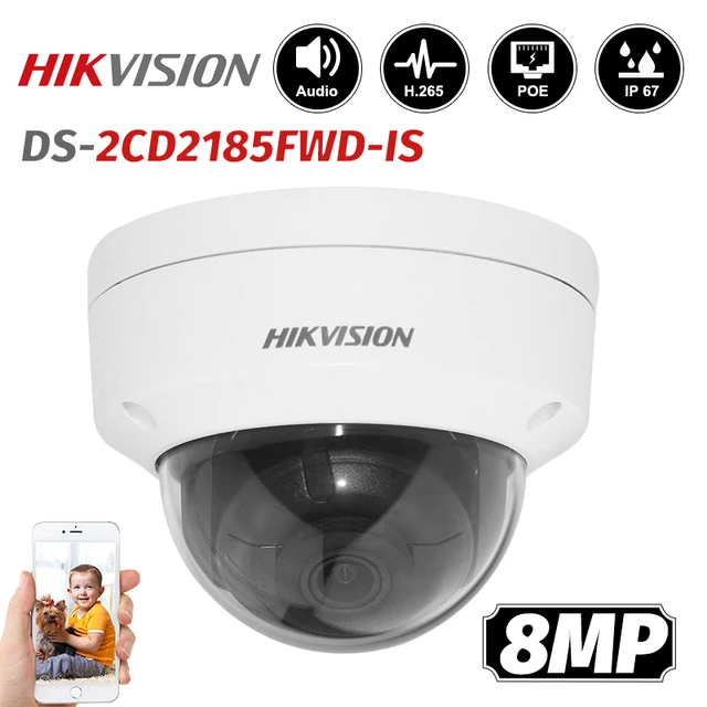 $US $130.26 Hikvision DS-2CD2185FWD-IS 8MP Outdoor Dome ip Camera H.265 Updatable CCTV Camera With Audio and Alarm Interface security kamera