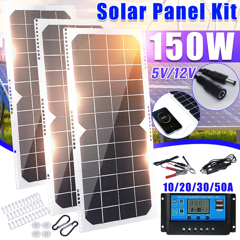 

Waterproof and Dustproof Solar Panel Portable Flexible High Conversion Car Charger USB Output Camping Travel Charger 1/2/3Pcs