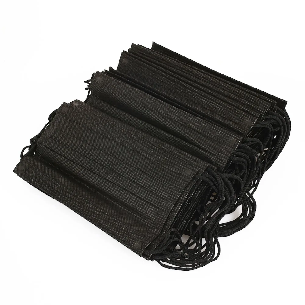 

50pcs Disposable Black Mouth Mask Durable Masks Dust Mask Non Woven Fabric Anti-Dust Avoid Spread Isolate the virus Safety Mask