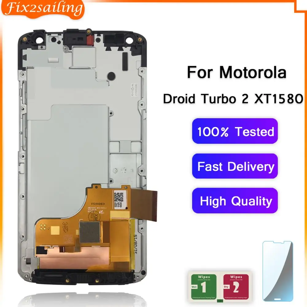 

LCD Display For Motorola Moto Droid Turbo 2 XT1580 XT1581 XT1585 Touch Screen Digitizer Monitor Assembly Parts+Frame