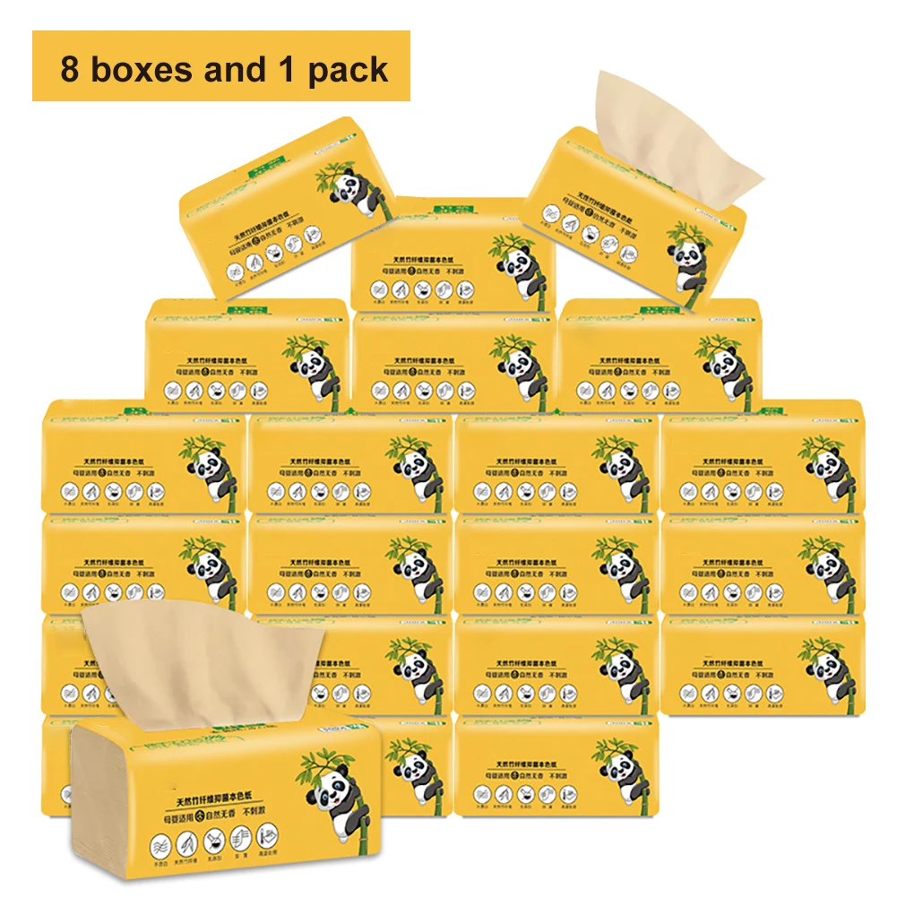 

8 PCS Toilet Paper Natural Color Of Facial Tissue Paper Bamboo Pulp 4 Layer Of Household Napkin Natural Bacteriostasis For Hotel