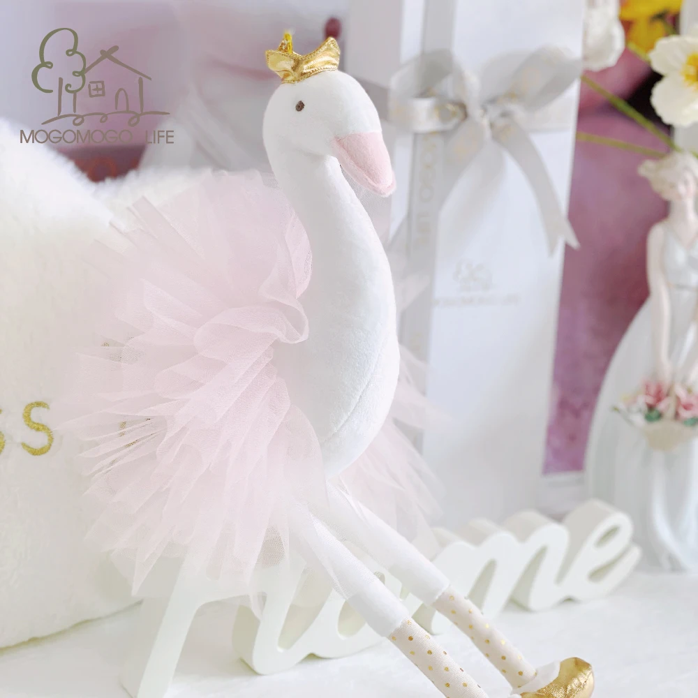 Luxury Mogo Swan Stuffed Animal Toys Lovely Gifts For Girlfriends Bird Doll Golden Crown Dressed Pink Ballerina Princess Swan спирея японская голден принцесс spiraea japonica golden princess 1 шт