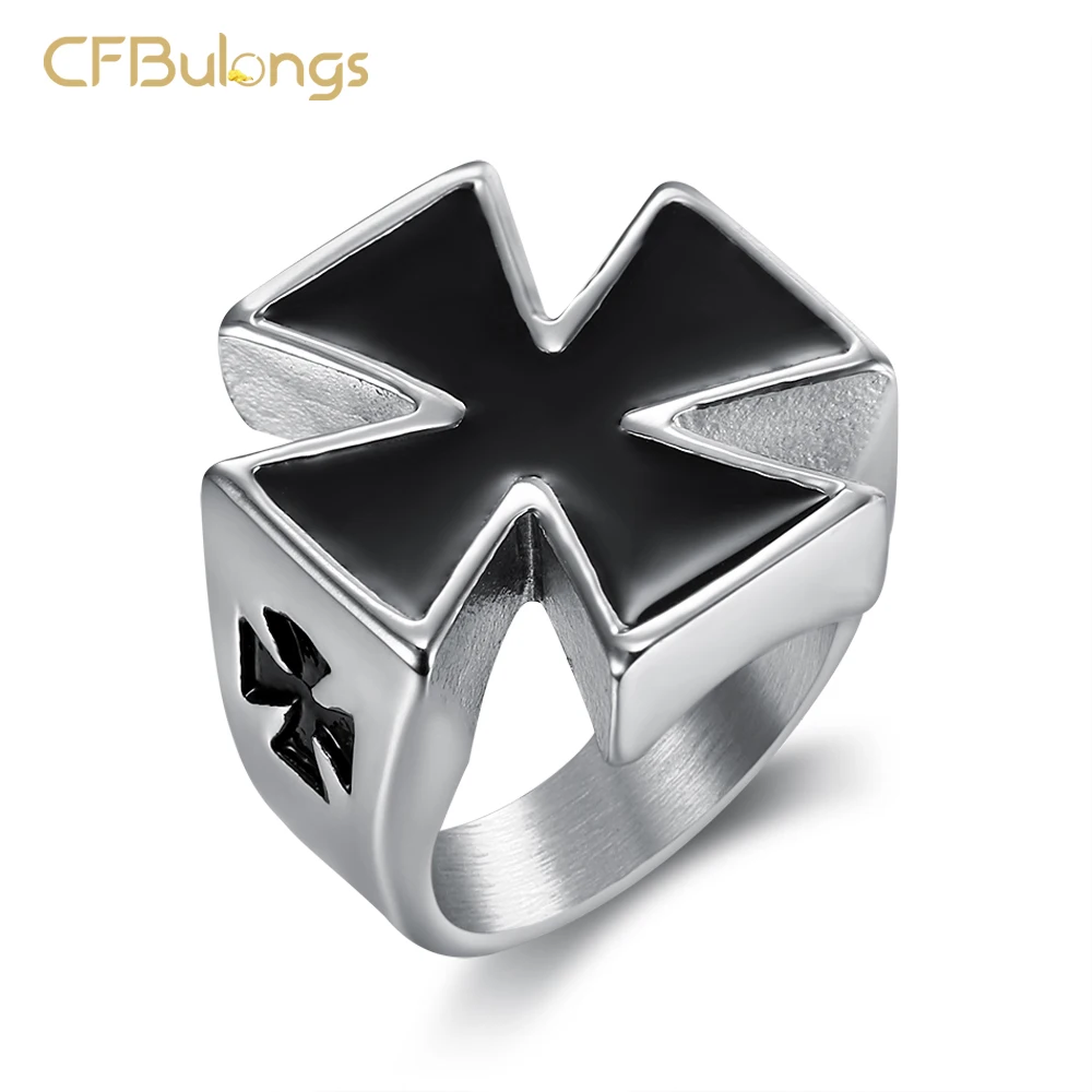 CFBulongs новый магазин модное черное мужское кольцо с крестом Винтажное из