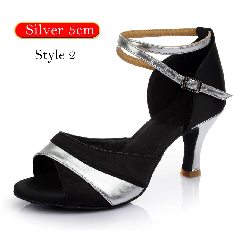Style 2 Silver 5cm DIPLIP для женщин; Лидер продаж; Новинка; Брендовая обувь для латинских танцев на каблуке; обувь для танго бальных танцев для девочек; обувь для сальсы; Мягкая Обувь для бальных танцев - Цвет: Style 2 Silver 5cm