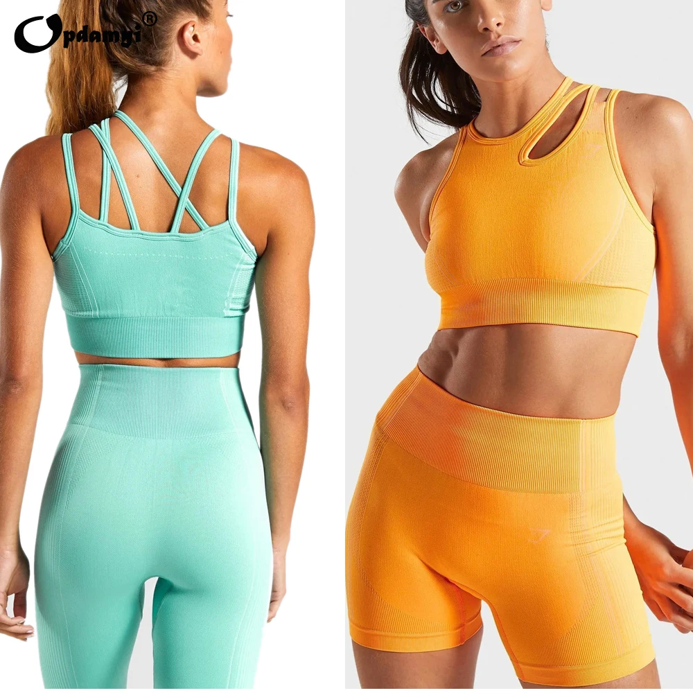 

Комплект бесшовный из 2 предметов, леггинсы с подкладкой, спортивный бюстгальтер-корсет для йоги, тренажерного зала, фитнеса, шорты, укороченный топ