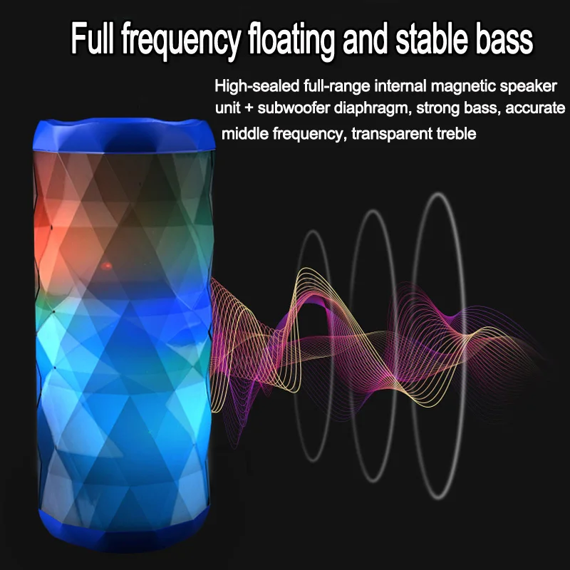 TG167 Portable Speakers, LED Sounbar Button Control Bluetooth Bass Cool Color Polygonal Design Waterproof Wireless Loudspeaker TG167 Portable Speakers, LED Sounbar Button Control Bluetooth Bass Cool Color Polygonal Design Waterproof Wireless Loudspeaker