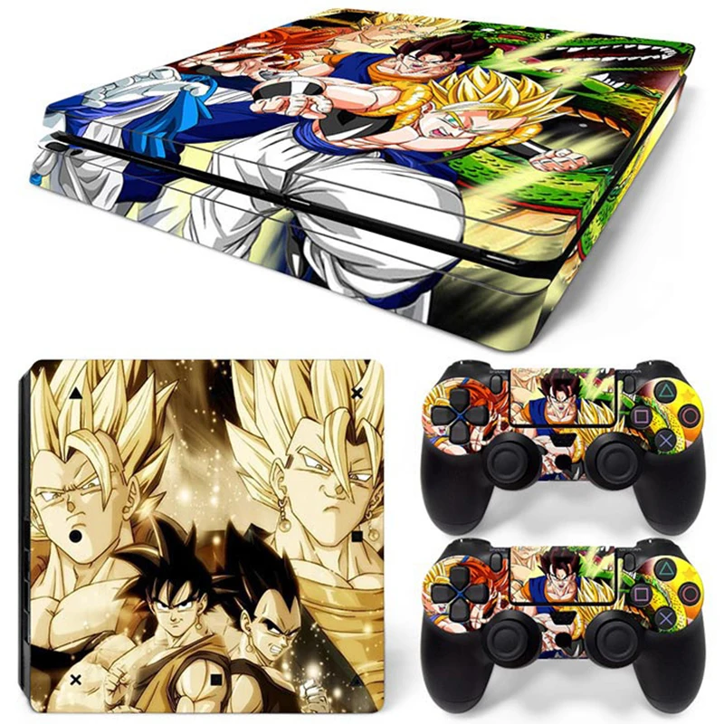 Hot Anime Goku Sticker Cover Wrap Protector Skin For Sony PS4 Slim Console & 2PCS Controller Skin Decal For PS4 Slim