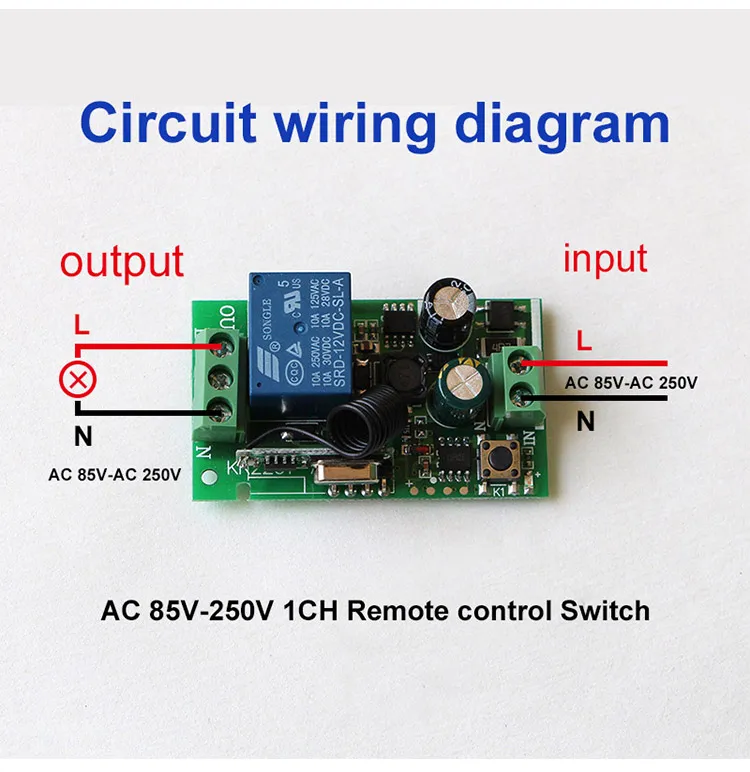 FunDeal 433Mhz Universal AC 110V 220V 1CH Wireless Remote Control Switch& 433 MHz RF Transmitter For Led Light Power On Off DIY