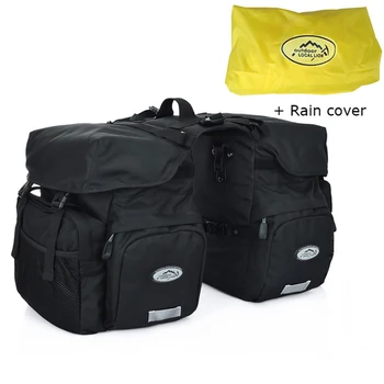 

Retro Canvas Bicycle Carrier Bag 50L Rear Rack Trunk Bike Luggage Back Seat Pannier Reflectivs Cycling Storage Two Bag