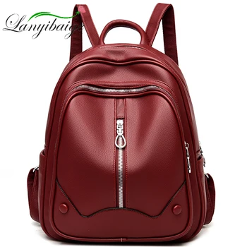 

New Luxury Women Backpack Vintage Travel Soft Leather Backpack Large Capacity Bookbag High Quality School Bags for Teenage Girls
