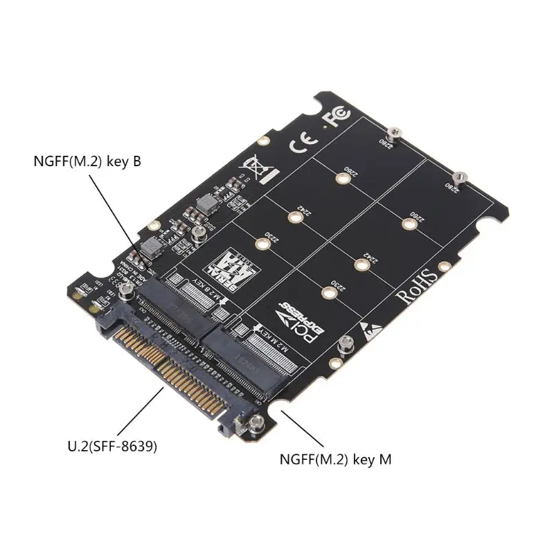 M.2 SSD to U.2 Adapter 2 in 1 M.2 NVMe Key B/M NGFF SSD to PCI-e U.2 SFF-8639 Adapter PCIe M2 Converter Desktop Computer