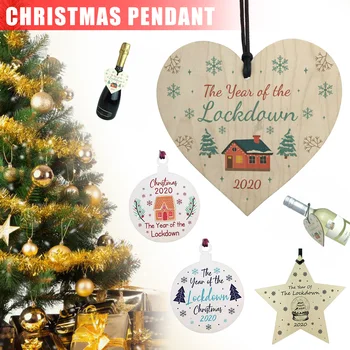 

Newest Christmas Lockdown Wood Heart Shape Tree Decoration Hanging Bauble Home Wall Door Decor