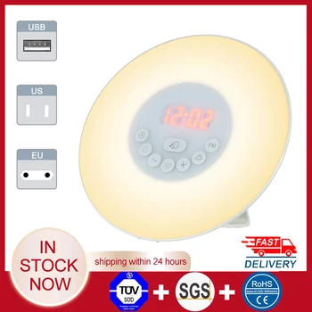 

Digital Alarm Clock Wake Up Light Table LED Lamp Electronic Clock Despertador Sunrise Sunset Alarm Snooze Clocks FM Radio Desk