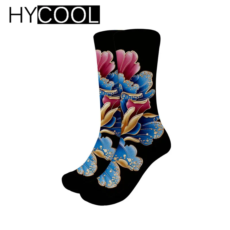 Женские носки HYCOOL Harajuku, эластичные носки с объемным цветочным принтом, хлопковые зимние удобные женские носки для девушек-подростков - Цвет: C0094Z46