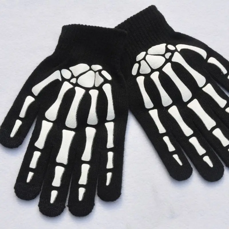 Unisex Unisex Adult Children Winter Cycling Full Fingered Gloves Halloween Horror Skull Claw Skeleton Anti-Skid Rubber Outdoor cotton gloves for men