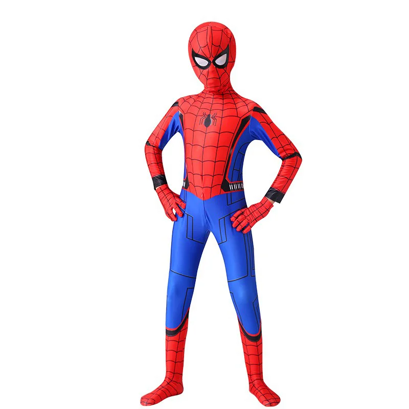 Red and Black Spider Costume Man Suit Child Peter Parker Cosplay Halloween Birthday Kid Adult Selling D39A66| |