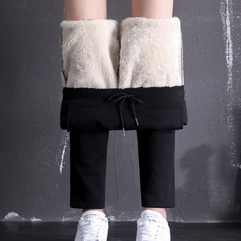 

Women Pant 2019 Winter Thick Plus Velvet Sweatpants Warm Female Casual Pants Loose Straight Pants Long Trousers Plus Size 2XL