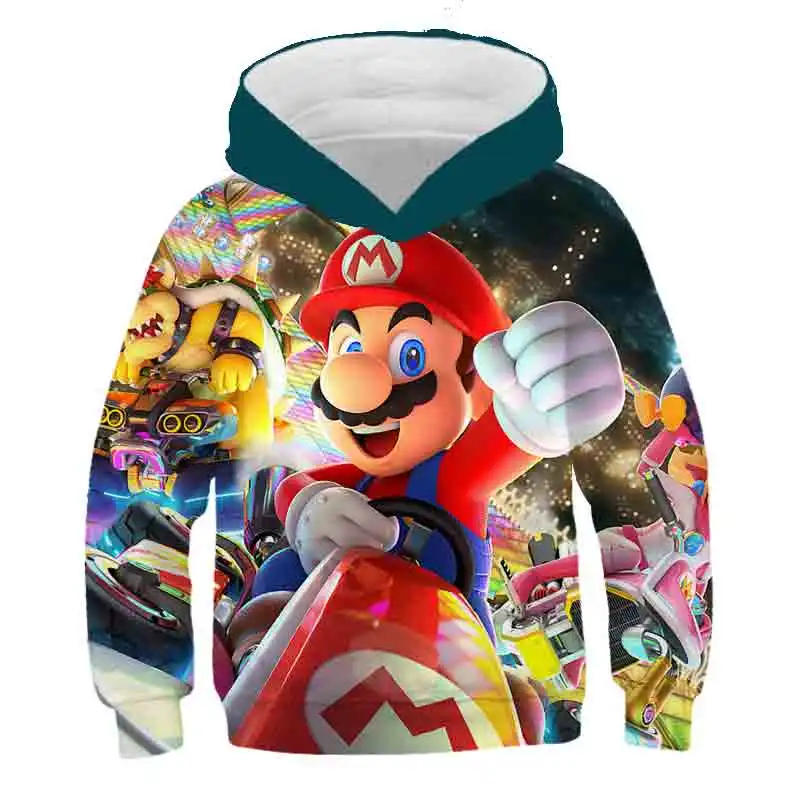 Забавная 3D детская толстовка с капюшоном Super Mario Bros модные повседневные толстовки