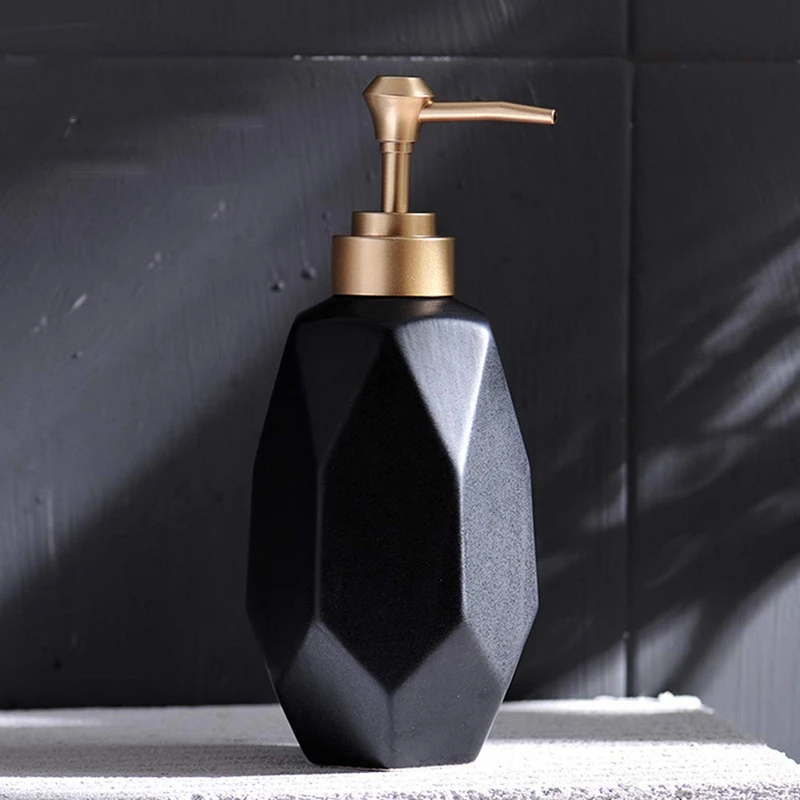 Диспенсер для жидкого мыла мыльный диспенсер для посуды керамический дозатор для лосьона для кухни ванной комнаты - Цвет: Black