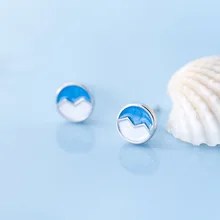 Trustdavis 925 пробы серебряные милые синие и белые круглые серьги-гвоздики для женщин Свадебные ювелирные изделия подарок DS2210