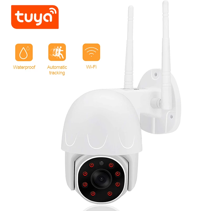 QZT Tuya Outdoor Security Camera WIFI Wireless PTZ IP Camera Outdoor IR Infrared Waterproof CCTV Video Surveillance Camera 1080P