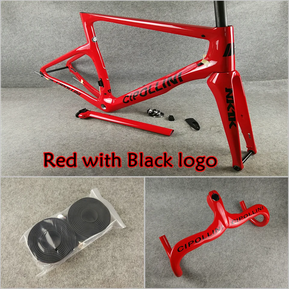 

Red with Black logo T1100 3K Glossy MCipollini NK1K Disc carbon road frame Handlebar Frameset with XS-S-M-L-XL for selection