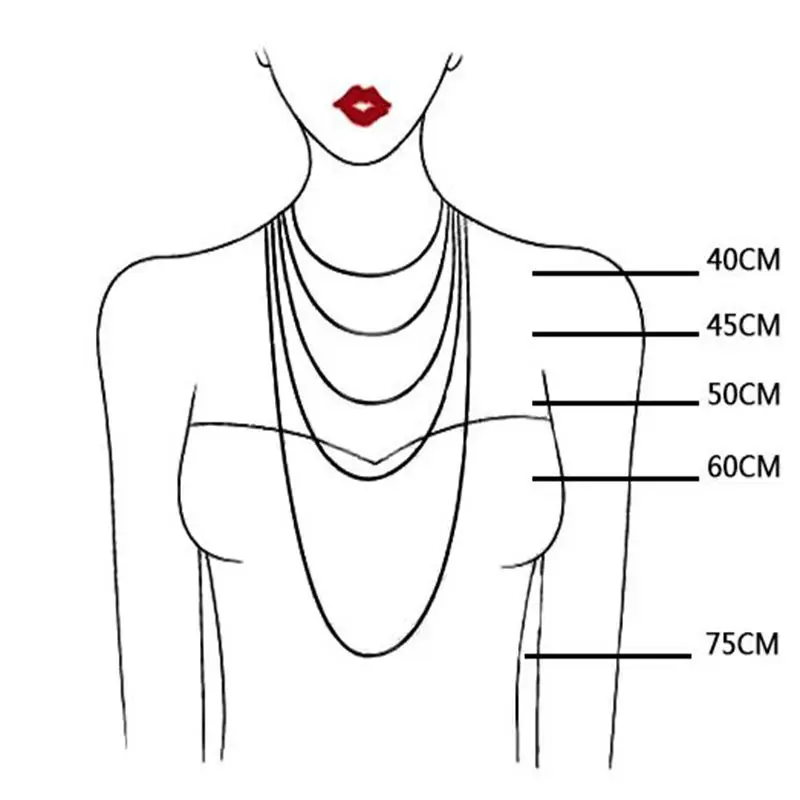项链长度示意图