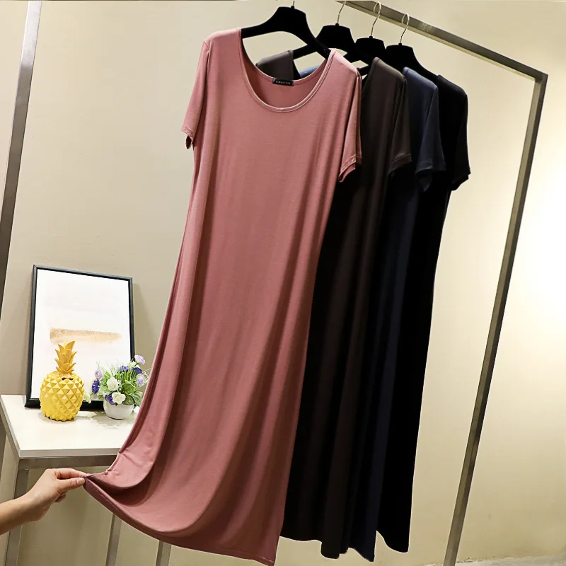 

2020 Spring New Style U-collar Long Skirts Soft And Comfortable Casual Body Hugging Breathable WOMEN'S Dress
