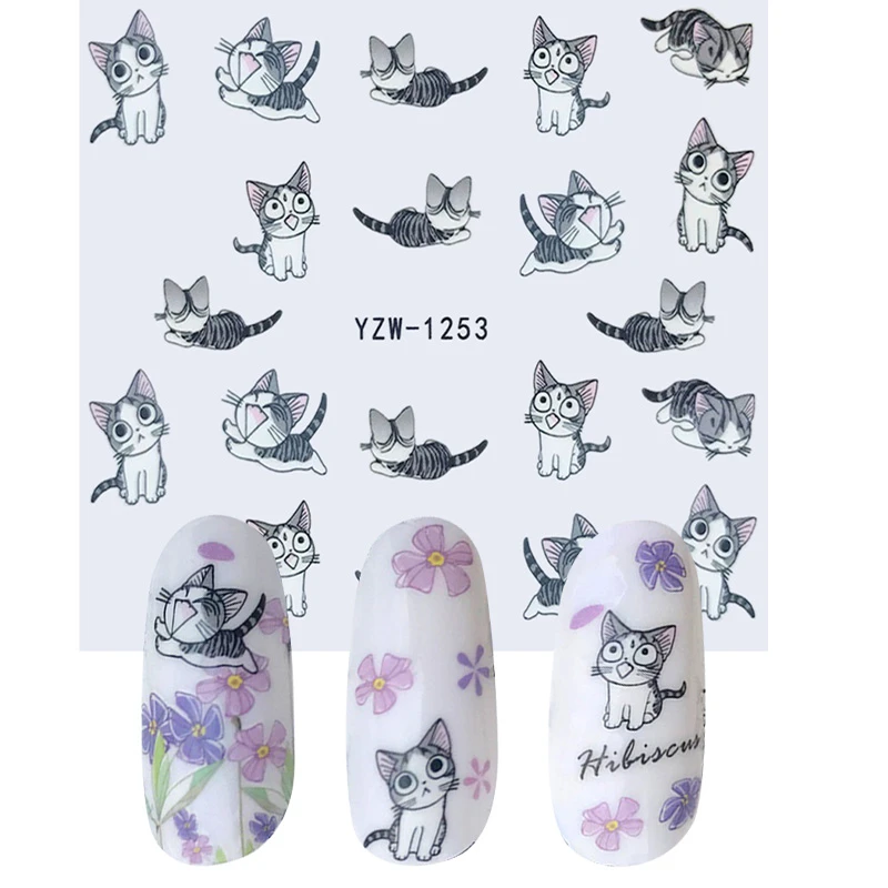 

1 Sheet Nail Art Water Transfer Sticker Decals Lovely Cats New Stickers Decorations Watermark Tools for Polish