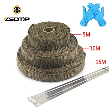 ZSDTRP 5/10/15M รถ Moto ความร้อน SHIELD Wrap Turbo ไอเสียความร้อนเทปห่อท่อห่อโล่ Manifold หัวฉนวนกันความร้อนผ้าม้วน 1