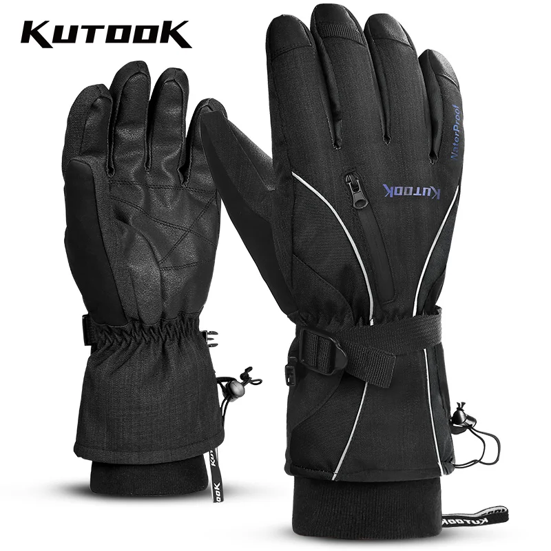 

KUTOOK Winter Ski Gloves Snowmobile Motorcycle Sports Snowboard Mitten Fleece Waterproof Heated Anti-slid Touch Screen For Men