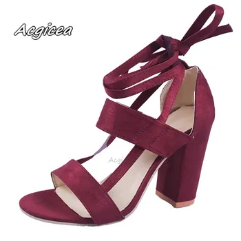 

Women sandals Fashion Heels Shoes Woman Quality Lace Up High Heels Hollow Women Heels size 34-43 zapatos de mujer