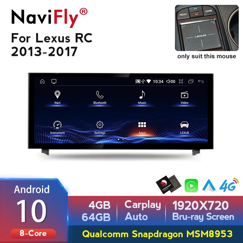 4G+64G HD1920*720 Android 10 Car dvd radio player for Lexus RC IS 200 250 300 350 200t 300h Support GPS WIFI carplay Camera DVR