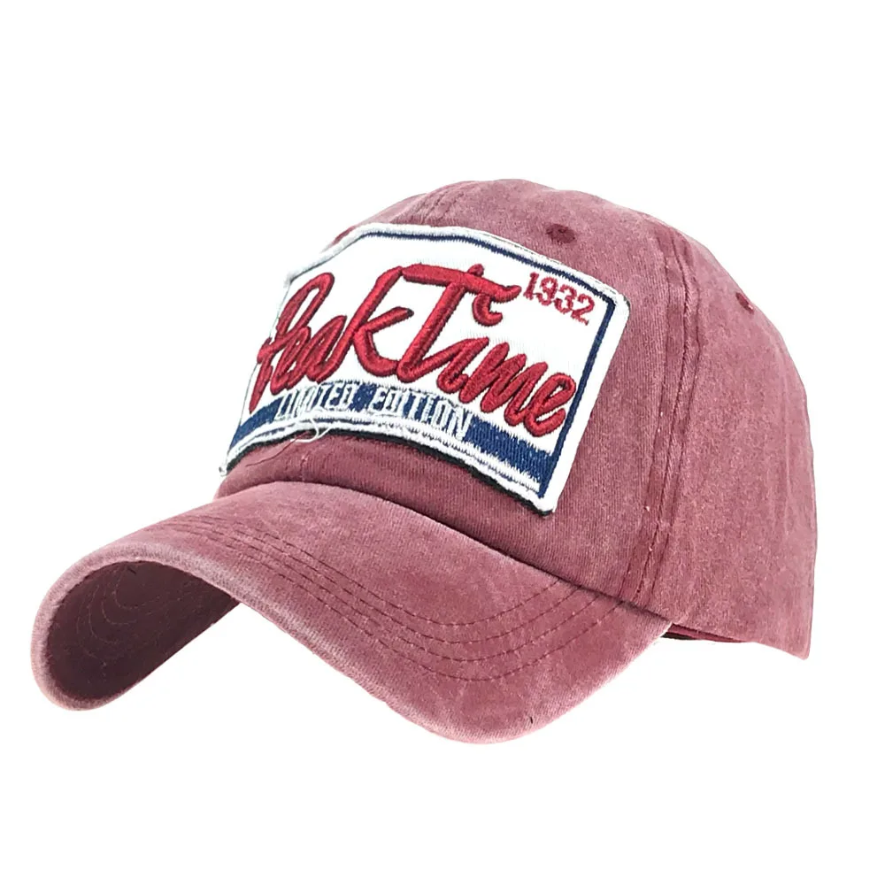 Do old letters baseball caps washed full hat edging sun hat men's and women's new baseball caps - Color: Red