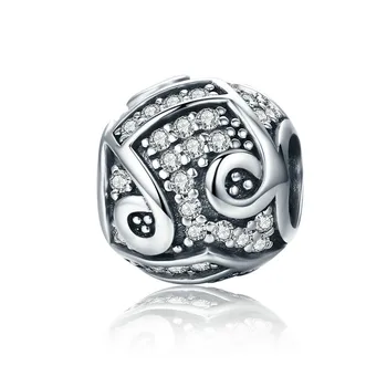 

Qikaola Authentic 925 Sterling Silver Charm Music Melody Notes AAA Zircon Beads fit Charm Bracelet & Bangles DIY Jewelry C608