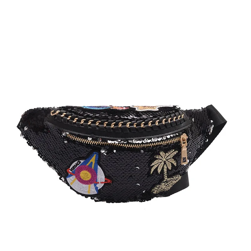 JZYZQBX Женская поясная сумка градиентного цвета с блестками, поясная сумка, сумка формы «банан», модная поясная сумка, Женская поясная сумка - Цвет: 2 Waist pack