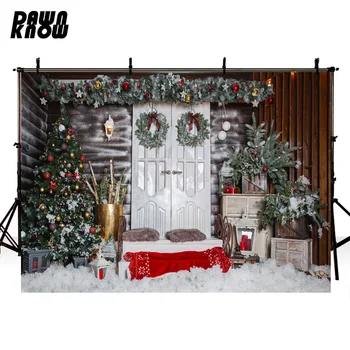 

DAWNKNOW Merry Christmas Tree Photo Background Fotografia White Door Photography Backdrop Photocall Children Photo Studio G932