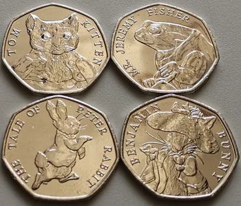 

Set 4Pcs United Kingdom Coins 2017 Rabbit Edition Europe 100% Original Coin Collection