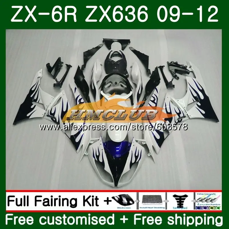 Средства ухода за кожей для KAWASAKI NINJA ZX636 ZX 6R ZX-6R 2009 2010 2011 2012 31CL. 0 ZX 636 600CC ZX-636 ZX6R 09, 10, 11, 12, обтекающее голубое пламя - Цвет: No. 1
