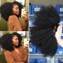 Tessuto mongolo Afro crespo dei capelli ricci con chiusura nero naturale 4B 4C vergine fasci di capelli umani estensione 3 prodotti Dolago