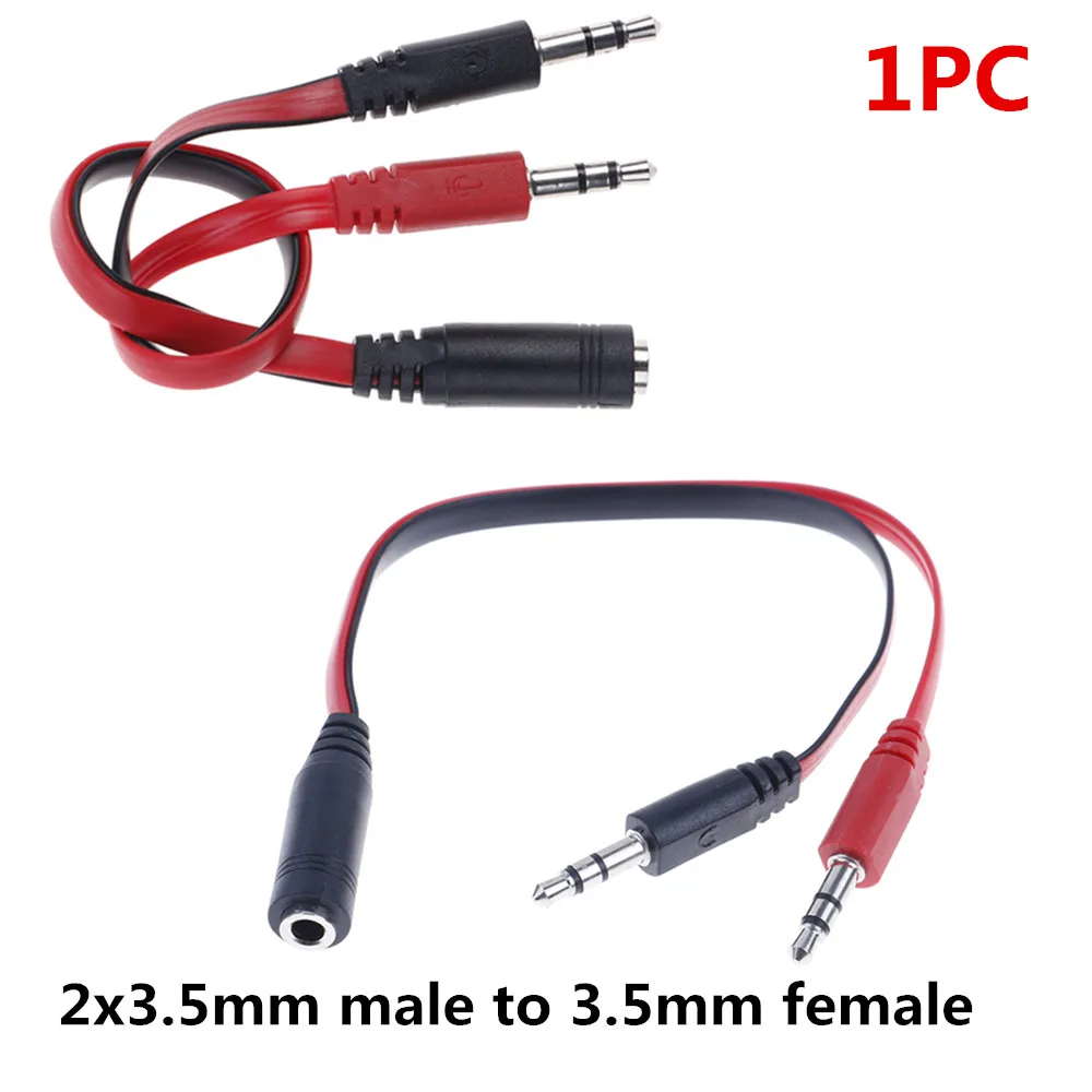 1PC 3.5mm Female To 2 3.5mm Male Jack Stereo Audio Adapter Splitter Cable Connectors