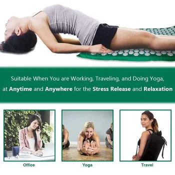 KoKossi Acupressure Mat Spike Yoga Massage Mat Cushion Pillow Set Kuznetsov s applicator Needles Sensi