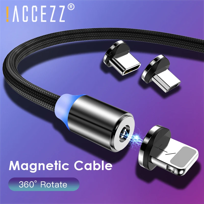 ! Магнитный зарядный кабель ACCEZZ Type C Micro USB для LG Redmi Шнур IPhone XR X 8 Plus Зарядные