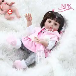 48 см Популярные очень мягкие гибкие всего тела силиконовые куклы для новорожденных, для девочек в розовое платье милое лицо мягкие игрушки