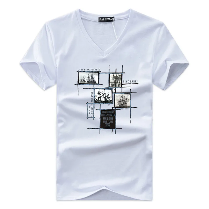 Футболка мужская базовая с v образным вырезом модная уличная одежда графическим