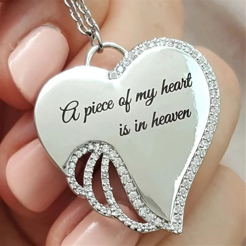 

a piece of my heart is in heaven Heart Necklace for Women Fashion AAA Australia Crystal Statement Necklaces Party Jewelry Gifts